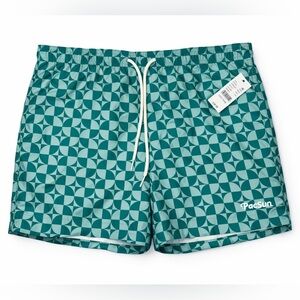 PacSun Men’s Green Geometric Swim Trunks Size Medium NWT